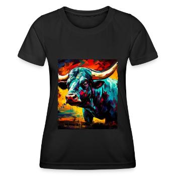 Portrait Taureau Taureau - T-shirt sport Femme - noir - Devant - AI Model Female 172 light (172cm)