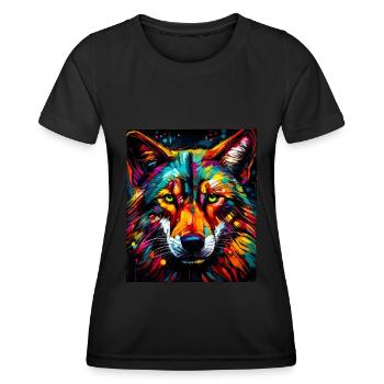 Portrait de loup - T-shirt sport Femme - noir - Devant - AI Model Female 172 light (172cm)