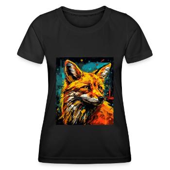 Portrait de renard - T-shirt sport Femme - noir - Devant - AI Model Female 172 light (172cm)