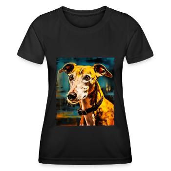 Portrait de chien lévrier - T-shirt sport Femme - noir - Devant - AI Model Female 172 light (172cm)
