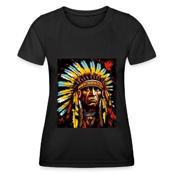 Chef indien apache - T-shirt sport Femme - noir - Devant - AI Model Female 172 light (172cm)