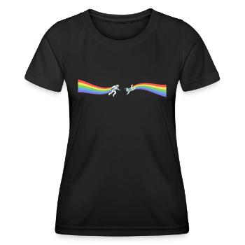 Pride astronaute Arc-en-ciel LGBT CSD Gay Cadeau - T-shirt sport Femme - noir - Devant - AI Model Female 172 light (172cm)