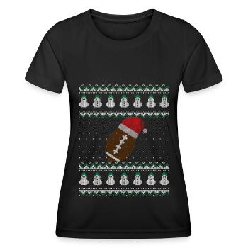 American Football ugly Christmas Sweater - Women's Functional T-Shirt - black - Front - AI Model Female 172 light (172cm)