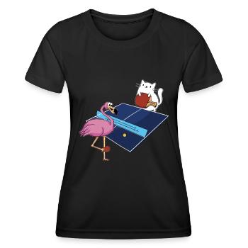 Table Tennis Outfit Women's Cat Flamingo - Women's Functional T-Shirt - black - Front - AI Model Female 172 light (172cm)