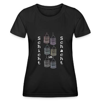 Schicht im Schacht (Kauenkorb) - Frauen Funktions-T-Shirt - Schwarz - Vorne - AI Model Female 172 light (172cm)