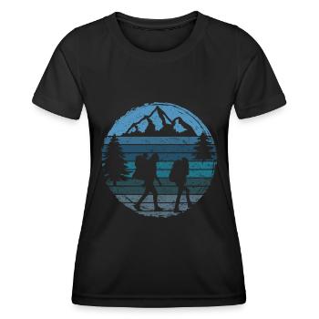 Hike young family nature outdoor mountains forest - Women's Functional T-Shirt - black - Front - AI Model Female 172 light (172cm)