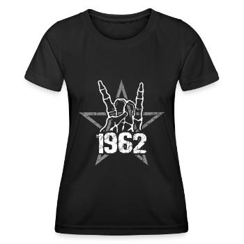 Né en 1962 Metal osseux osseux Pentagramme - T-shirt sport Femme - noir - Devant - AI Model Female 172 light (172cm)