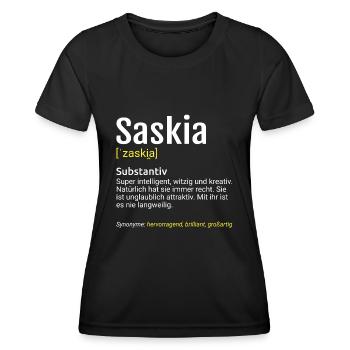 Saskia Name Definition - Frauen Funktions-T-Shirt - Schwarz - Vorne - AI Model Female 172 light (172cm)