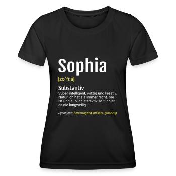 Sophia Name Definition - Frauen Funktions-T-Shirt - Schwarz - Vorne - AI Model Female 172 light (172cm)