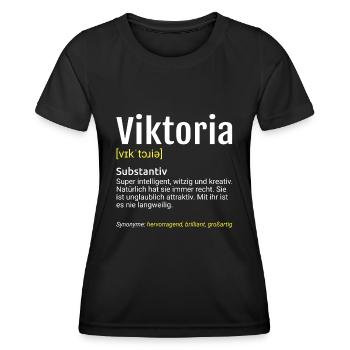 Viktoria Name Definition - Frauen Funktions-T-Shirt - Schwarz - Vorne - AI Model Female 172 light (172cm)
