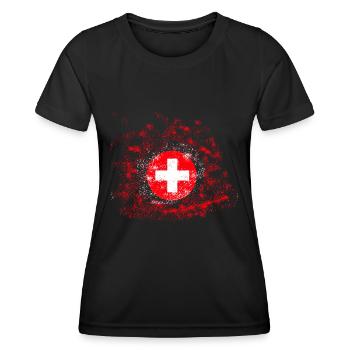Switzerland World Championship Flag Color Pins - Women's Functional T-Shirt - black - Front - AI Model Female 172 light (172cm)