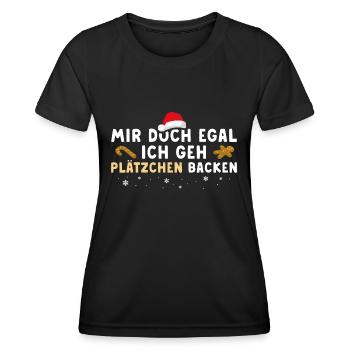 Weihnachten Mir doch egal Plätzchen backen - Frauen Funktions-T-Shirt - Schwarz - Vorne - AI Model Female 172 light (172cm)