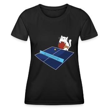 Tischtennis Outfit Damen Katze - Frauen Funktions-T-Shirt - Schwarz - Vorne - AI Model Female 172 light (172cm)