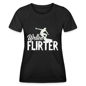 Surfen Wellenflirten Wellenreiter Surfer Surfboard - Frauen Funktions-T-Shirt - Schwarz - Vorne - AI Model Female 172 light (172cm)