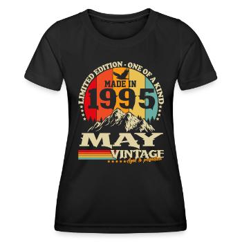 Vintage May 1995 Vintage Retro Birthday - Women's Functional T-Shirt - black - Front - AI Model Female 172 light (172cm)