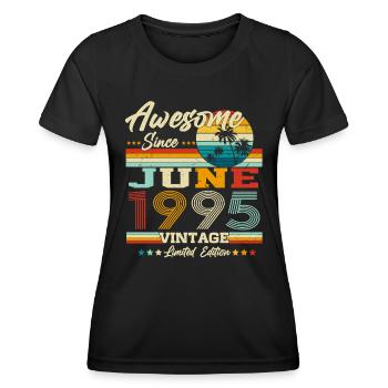 Vintage Juin 1995 Vintage Rétro Anniversaire - T-shirt sport Femme - noir - Devant - AI Model Female 172 light (172cm)