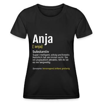 Anja Name Definition - Frauen Funktions-T-Shirt - Schwarz - Vorne - AI Model Female 172 light (172cm)