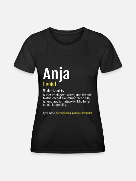 Anja Name Definition - Frauen Funktions-T-Shirt - Schwarz