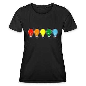 farbige Glühbirnen - Frauen Funktions-T-Shirt - Schwarz - Vorne - AI Model Female 172 light (172cm)