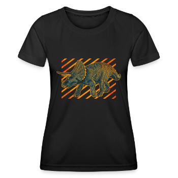 Dinosaure Triceratops - T-shirt sport Femme - noir - Devant - AI Model Female 172 light (172cm)