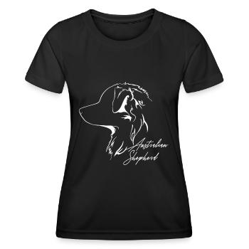 AUSTRALIAN SHEPHERD Hunde Hund Hütehund Wilsigns - Frauen Funktions-T-Shirt - Schwarz - Vorne - AI Model Female 172 light (172cm)