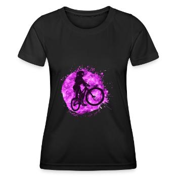 Cooles Mountainbike Mädchen pink MTB Fahrrad - Frauen Funktions-T-Shirt - Schwarz - Vorne - AI Model Female 172 light (172cm)