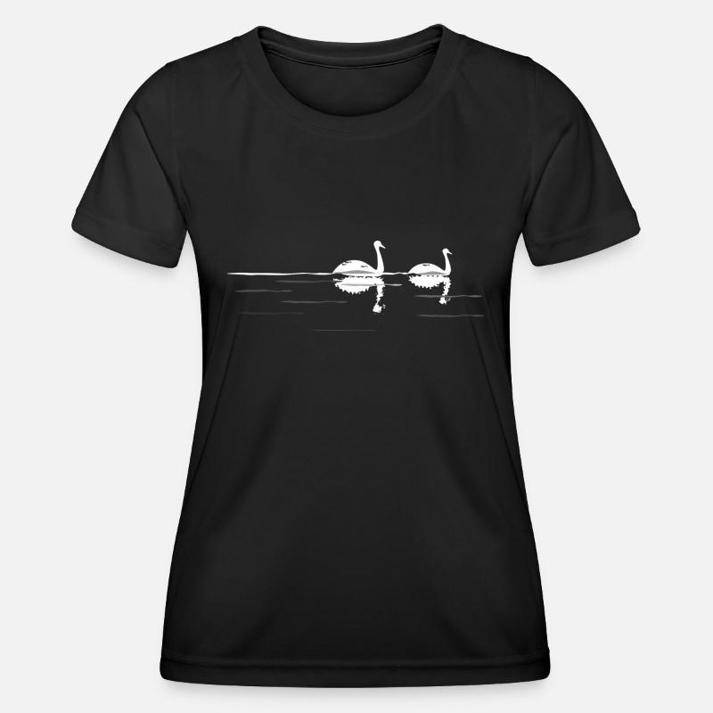 swans at night - Women's Functional T-Shirt - black