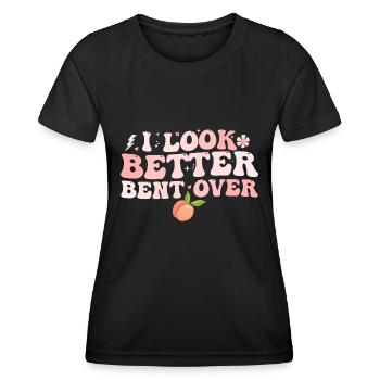 Ich sehe besser gebeugt aus - Frauen Funktions-T-Shirt - Schwarz - Vorne - AI Model Female 172 light (172cm)