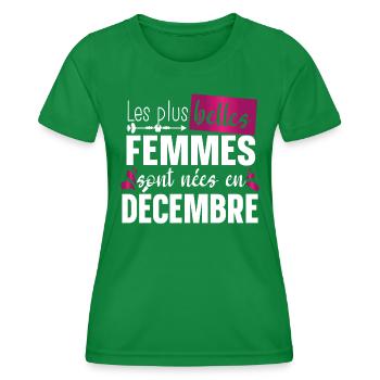 Décembre Femme Cadeau d’Anniversaire Rose Girly - T-shirt sport Femme - vert - Devant - AI Model Female 172 dark (172cm)