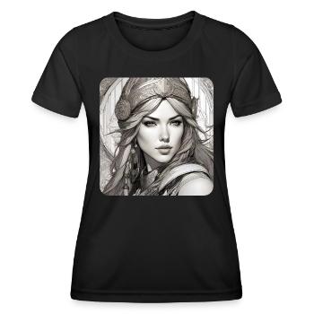 Fantasy Anime Girl Wikinger Germanen Mittelalter - Frauen Funktions-T-Shirt - Schwarz - Vorne - AI Model Female 172 light (172cm)