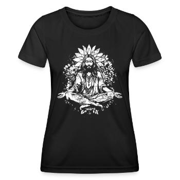 Jesus Christus Meditation Hippie Flower Power Yoga - Frauen Funktions-T-Shirt - Schwarz - Vorne - AI Model Female 172 light (172cm)