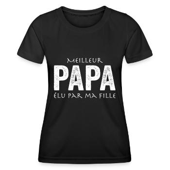 Meilleur Papa élu Par Ma Fille - T-shirt sport Femme - noir - Devant - AI Model Female 172 light (172cm)