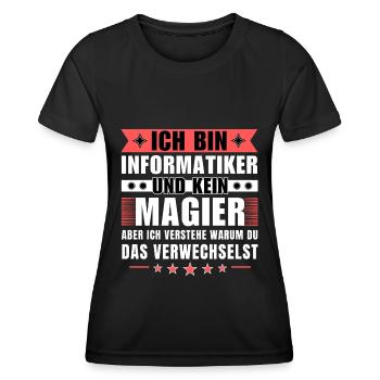 Ich bin Informatiker und kein Magier - Frauen Funktions-T-Shirt - Schwarz - Vorne - AI Model Female 172 light (172cm)