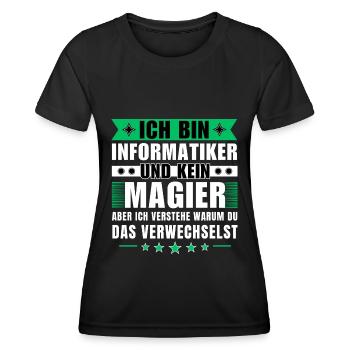 Ich bin Informatiker und kein Magier - Frauen Funktions-T-Shirt - Schwarz - Vorne - AI Model Female 172 light (172cm)