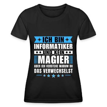 Ich bin Informatiker und kein Magier - Frauen Funktions-T-Shirt - Schwarz - Vorne - AI Model Female 172 light (172cm)