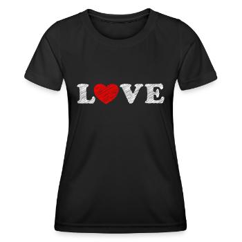 Love Herz Scribble - Frauen Funktions-T-Shirt - Schwarz - Vorne - AI Model Female 172 light (172cm)