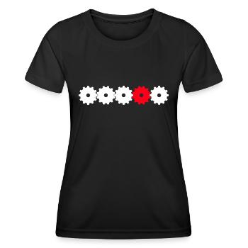 Zahnräder in weiß und rot - Frauen Funktions-T-Shirt - Schwarz - Vorne - AI Model Female 172 light (172cm)