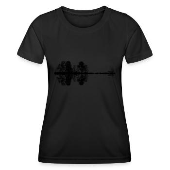 forêt, guitare en miroir - T-shirt sport Femme - noir - Devant - AI Model Female 172 light (172cm)
