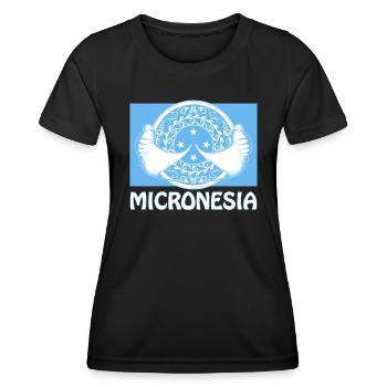 Flagge Mikronesiens und Mantarochen - Frauen Funktions-T-Shirt - Schwarz - Vorne - AI Model Female 172 light (172cm)