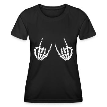 Rock On Skelett Hand Skeleton - Frauen Funktions-T-Shirt - Schwarz - Vorne - AI Model Female 172 light (172cm)