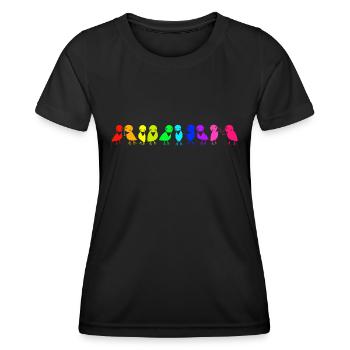 rangée colorée de corbeaux d’oiseaux - T-shirt sport Femme - noir - Devant - AI Model Female 172 light (172cm)