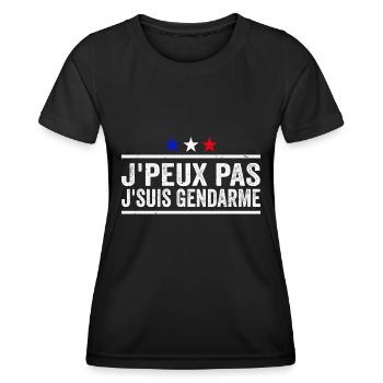 J'peux pas j'suis Gendarme Cadeau Humour - T-shirt sport Femme - noir - Devant - AI Model Female 172 light (172cm)