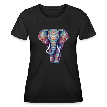 Elephant colorful - Women's Functional T-Shirt - black - Front - AI Model Female 172 light (172cm)
