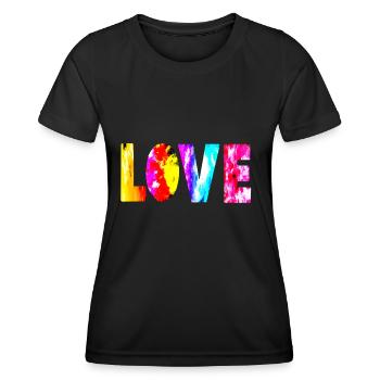 Love Lover love, everything is love hippie - Women's Functional T-Shirt - black - Front - AI Model Female 172 light (172cm)