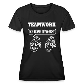 Die wahre Bedeutung des Teamwork - Frauen Funktions-T-Shirt - Schwarz - Vorne - AI Model Female 172 light (172cm)