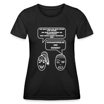 Wenn der Hund die größte Konkurrenz des Mannes ist - Frauen Funktions-T-Shirt - Schwarz - Vorne - AI Model Female 172 light (172cm)