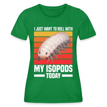 Isopoden Geschenk | Kellerasseln Asseln Mauerassel - Frauen Funktions-T-Shirt - Kelly Green - Vorne - AI Model Female 172 dark (172cm)