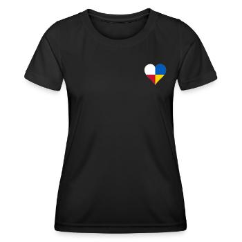 Ukraine Pologne deux drapeaux un cœur - T-shirt sport Femme - noir - Devant - AI Model Female 172 light (172cm)