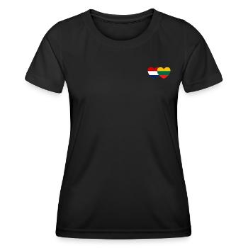 Holland Litauen Flagge Herz - Frauen Funktions-T-Shirt - Schwarz - Vorne - AI Model Female 172 light (172cm)