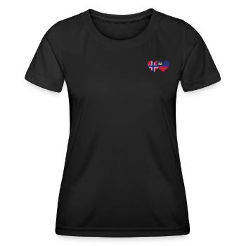 Norvège Liechtenstein Drapeau Cœur - T-shirt sport Femme - noir - Devant - AI Model Female 172 light (172cm)